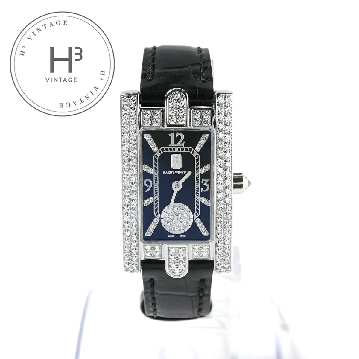 ハリーウィンストン HARRY WINSTON アヴェニュー クラシック レディアヴェニュー AVENUE CLASSIC アヴェニュー 時計 腕時計 750WG シルバー ブラック 銀