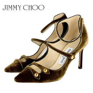 Jimmy Choo ジミーチュウ ベロア ダブルストラップ パンプス ブラウン系