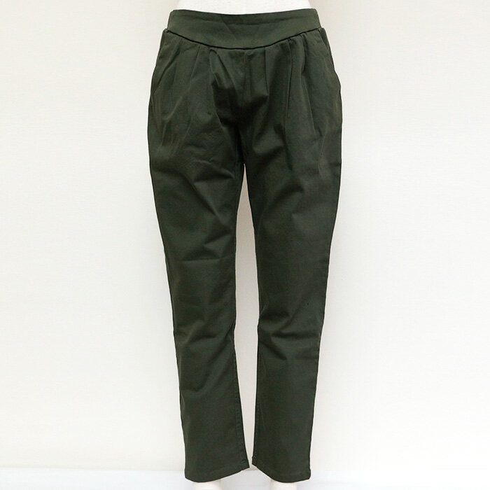 【送料無料】ワイドタックサルエルパンツ/無地カラーパンツ/グリーン系カーキ緑/S/M/L/XL[オフィスカジュアル/通学着通勤着/大きいサイズ/スマートシンプル]【レディース/お買い得/バーゲン/セール/激安/特価/アウトレット】【RCP】05P30May15