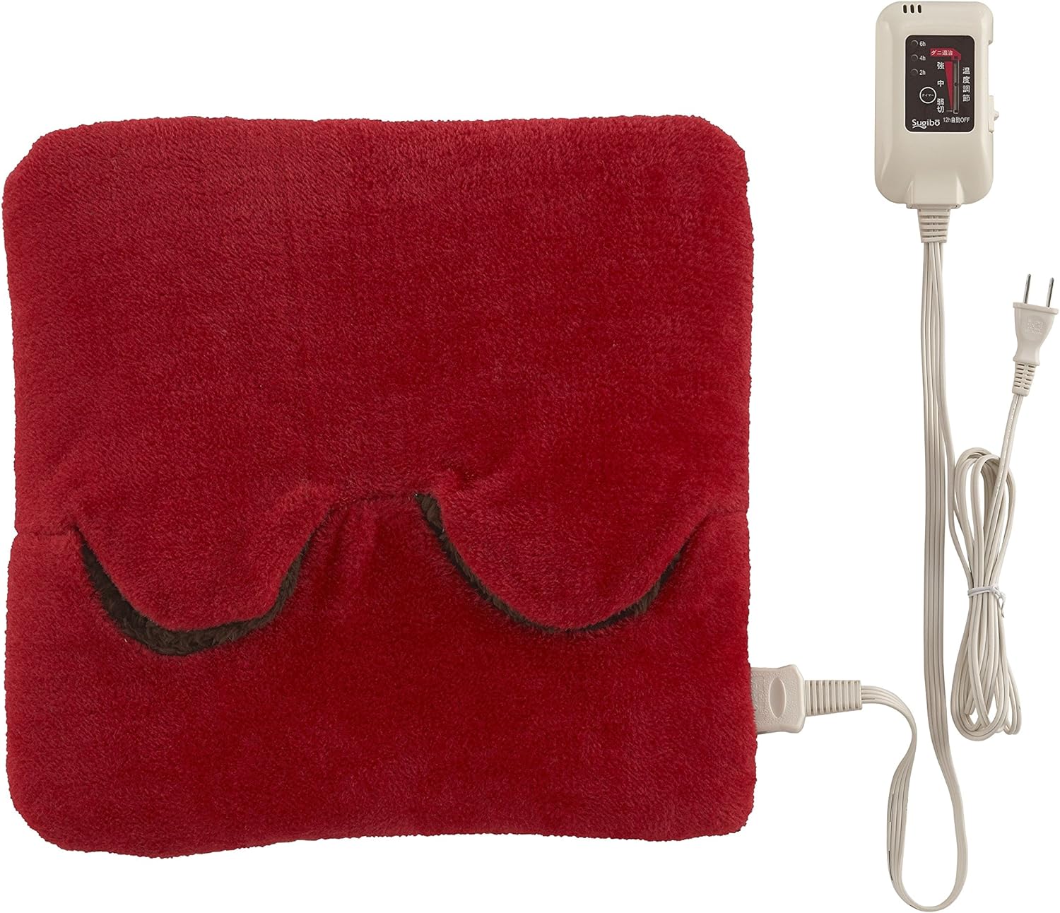 Sugibo(スギボー) ホットマルチヒーター (洗えるカバー付き) 日本製 電気足温器 ホットマット ホットクッション 切り忘れ防止タイマー付きコントローラー収納ホルダー付き SB-MH801(R) レッド