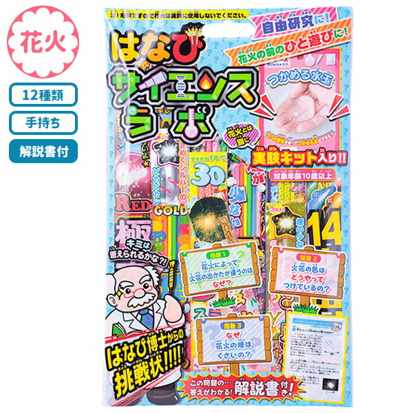 はなびサイエンスラボ{花火 はなび 手持ち花火 セット 花火セット 自由研究 博士 実験 煙 少ない 花火 hanabi 手持ち 夏祭り キャンプ 縁日 くじ引き 販促}[子供会 保育園 幼稚園 景品 イベント お祭り プレゼント 人気]【色柄指定不可】の商品画像