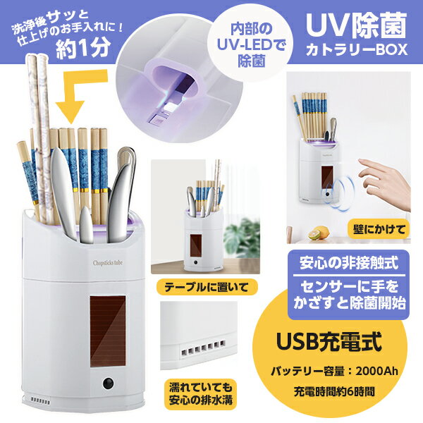 UV 除菌カトラリーBOX{衛生 キッチン 用品 除菌 UV除菌 UV-LED USB充電式 ウイルス対策 感染対策 非接触式 ギフト 誕生日 子ども会 施設}[子供会 保育園 幼稚園 景品 イベント お祭り プレゼント 人気]【色柄指定不可】