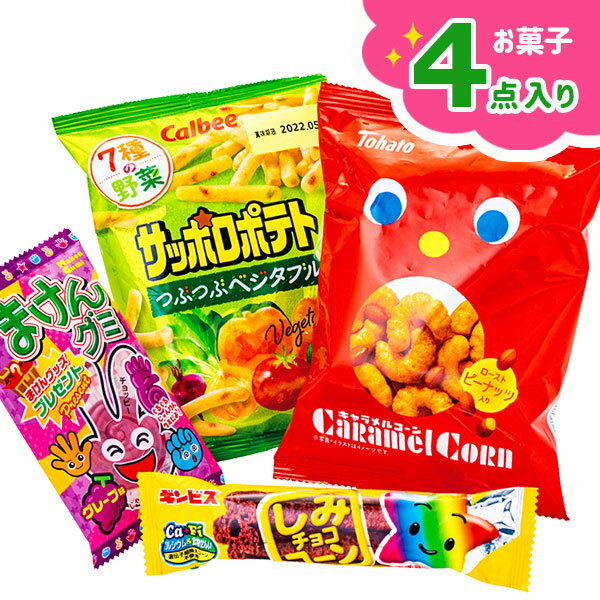 人気のお菓子詰合せ 4点入{お菓子 詰め合わせ}{徳用 個包装 小分け 配布 問屋 業務用 景品}{イベント 子ども会 幼稚園 施設}[子供会 保育園 幼稚園 景品 イベント お祭り プレゼント 人気]【色柄指定不可】【不良対応不可】の商品画像