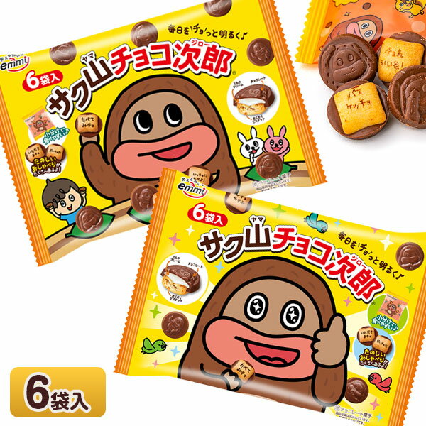 サク山チョコ次郎6P{ バレンタイン 駄菓子 お菓子 おやつ チョコレート ビスケット たのしい サクサク 個包装 こども 大袋 子ども会 施設 }[ 子供会 ...