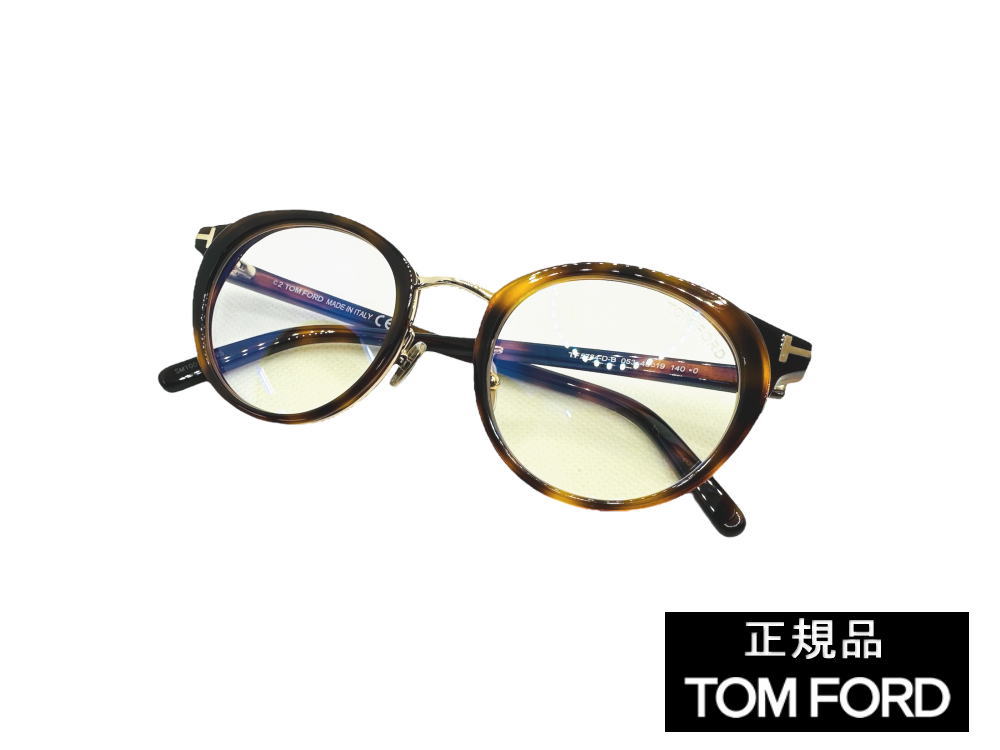 新品 TOM FORD トムフォード 正規品 新作 TF5784-D-B 053 定価73,700円 日本限定仕様 ブルーライトカット仕様 黒 ゴールドアイコン スクエア ウェリントン 人気 オシャレ べっ甲色