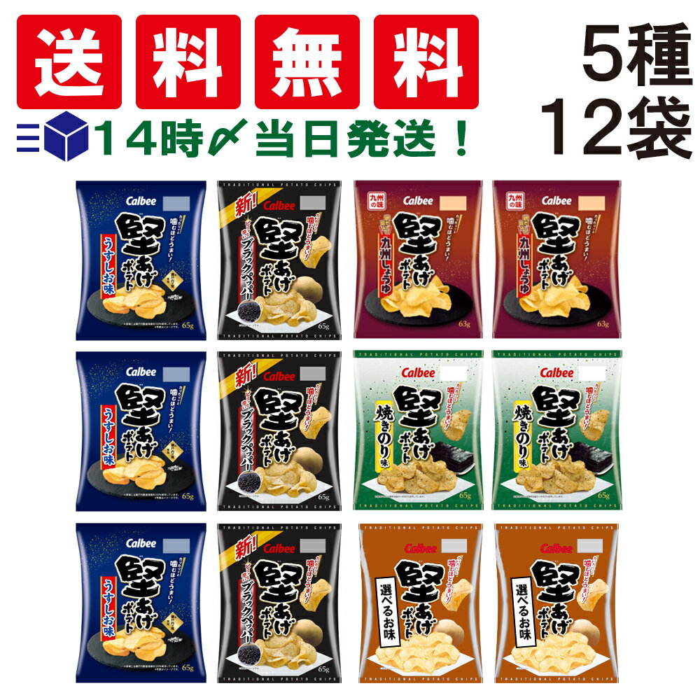 【 送料無料 あす楽 】 カルビー 堅あげポテト スナック菓子 ポテトチップス 5種 食べ比べ 詰め合わせ アソート セット ( うすしお ブラックペッパー 九州しょうゆ 焼きのり )（計12袋）まとめ買い