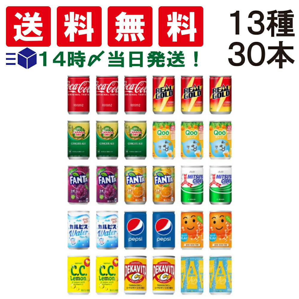 【 送料無料 あす楽 】 炭酸飲料 缶ジュース ミニ缶 160ml 13種 合計30本 飲み比べ 詰め合わせ アソート セット まとめ買い ソフト ドリンク 飲みきり サイズ どりんく 炭酸