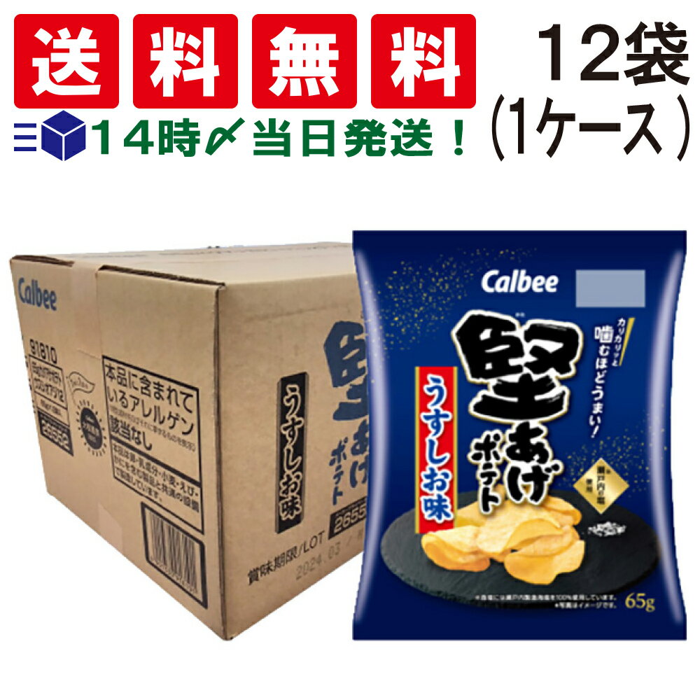 【 送料無料 あす楽 】カルビー 堅あげポテト うすしお味 65g × 12袋 (1ケース) ケース 販売 ポテトチップス かたあげ ポテト お菓子 スナック 菓子 おやつ おかし オヤツ 箱 買い 仕送り 差し入れ