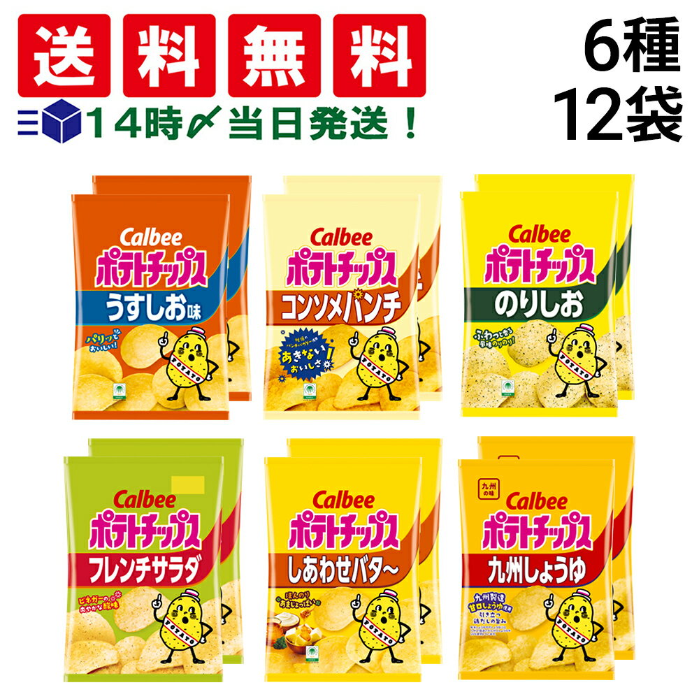 【 送料無料 最強配送 】 カルビー ポテトチップス 6種類 ×各2個 12袋 食べ比べ 詰め合わせ アソート セット ( うすしお コンソメパンチ のりしお ...