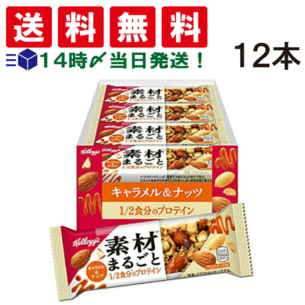 【 送料無料 あす楽 】ケロッグ 素材まるごと プロテインバー キャラメル ナッツ 39g×12本 セット まとめ買い 栄養補給