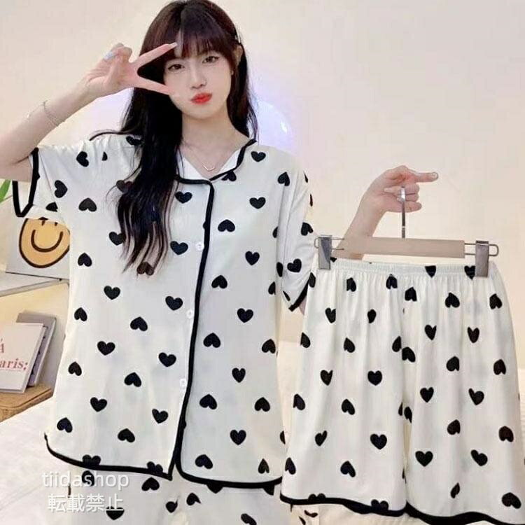 ナイトウェア パジャマ 3点セット 半袖 上下セット レディース 夏 半袖 大きいサイズ かわいい 女の子 涼しい ルームウェア 前開き 可愛い ウエ