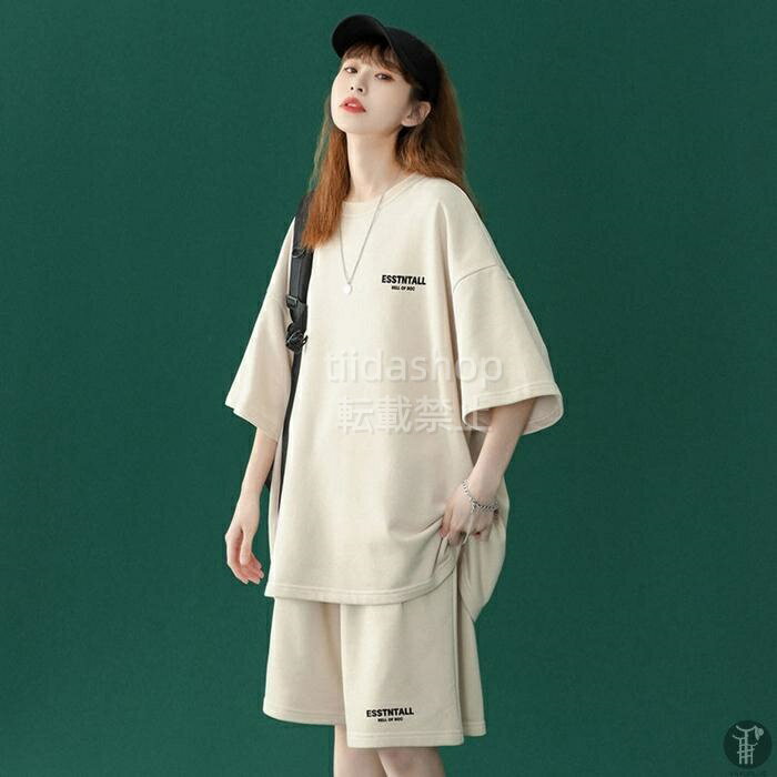 上下セット ゆったり セットアップ パジャマ ルームウェア レディース 夏 半袖 Tシャツ ハーフパンツ 可愛い 女性 寝間着