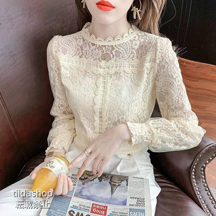 Rakuten - レースブラウス レディース シャツ Tシャツ 長袖 ス カジュアル 重ね着 インナー 可愛い きれいめ おしゃれシャツ