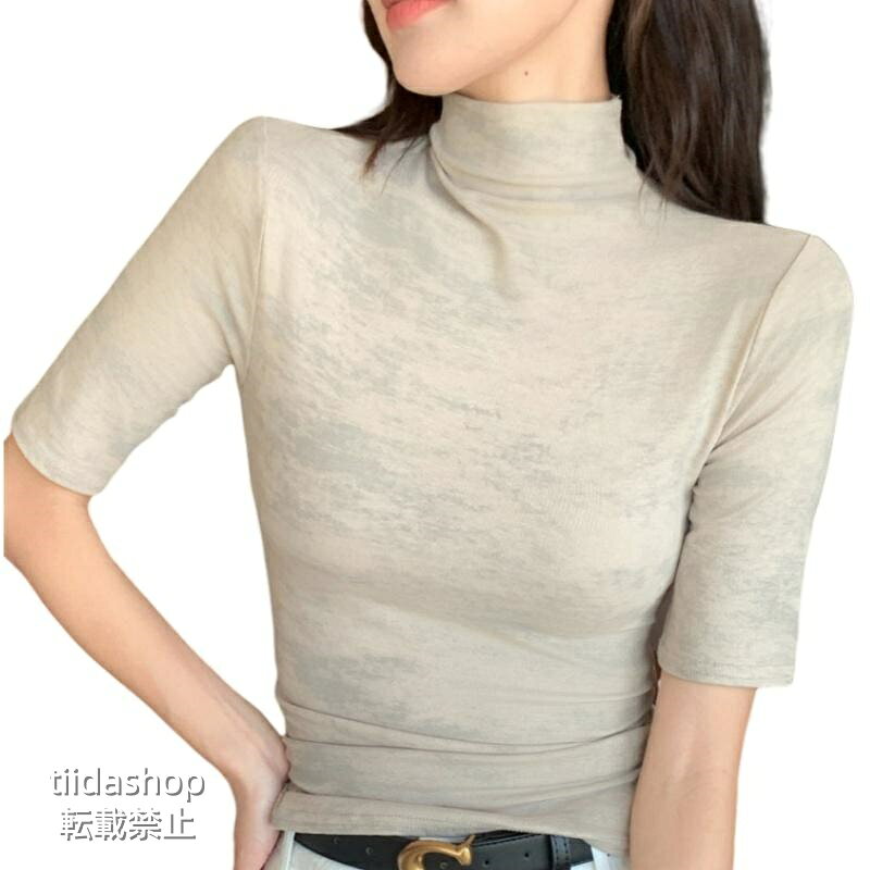ハイネックtシャツカットソー半袖ス...