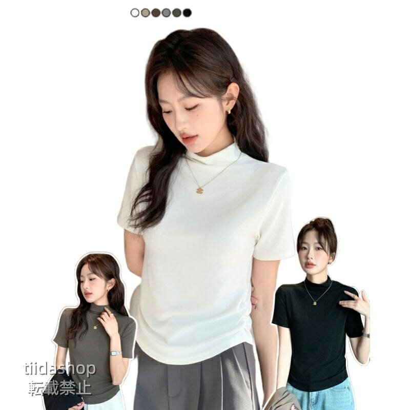 ハイネックtシャツカットソー半袖ス...