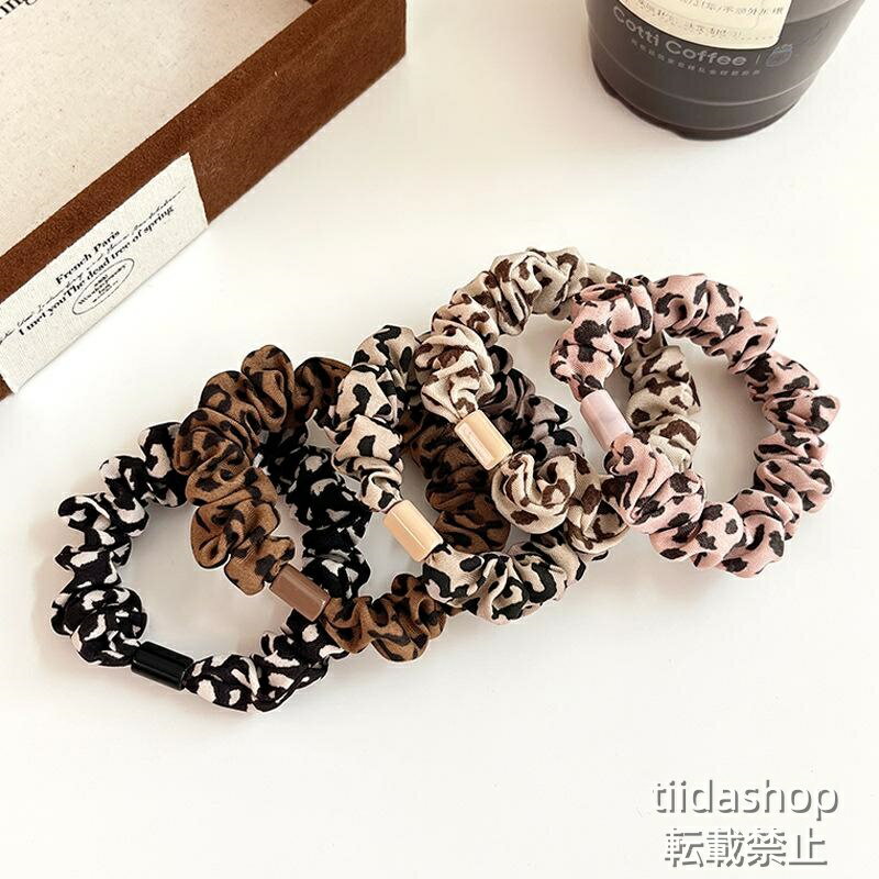 Rakuten - ヘアゴム 5色セット シュシュ ヒョウ柄 レオパード 小さめ ヘアアクセ 可愛い オフィス パーティー アップスタイル レディース 子供 大人 母の日