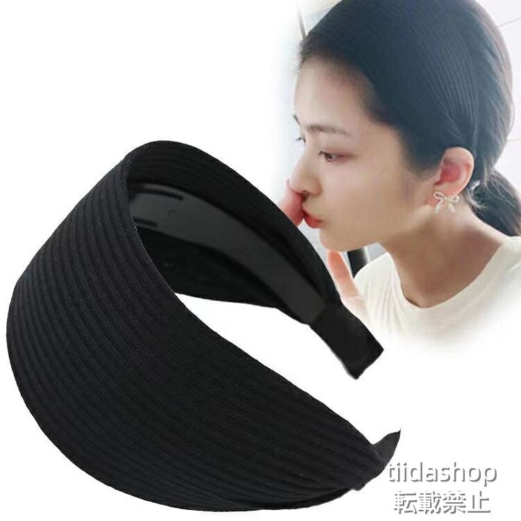 Rakuten - JSfashionカチューシャ 全5色 幅広 シンプル 単色 カジュアル 痛くない ヘアアクセサリー 黒 紺 大きめ 大きい 二次会 パーティー