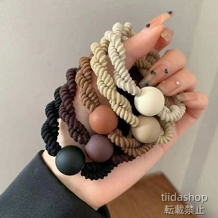 乐天商城 - ヘアゴム 5個セット 無地 シンプル 黒 茶 小さめ ヘアアクセサリー 小さい 髪留めacc00044