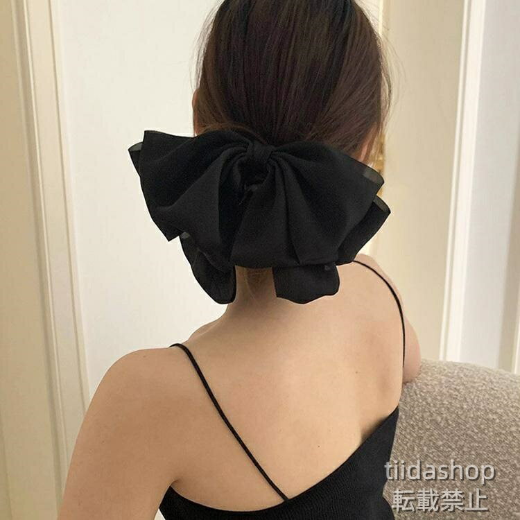 Rakuten - バレッタ リボン ビッグリボン ヘアアクセサリー 大きめ 黒 結婚式 成人式 謝恩会 髪留め 髪飾り エレガント パーティー お呼ばれ
