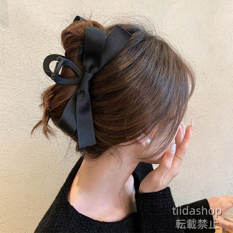 乐天商城 - ヘアクリップ 全3種 リボン ベロア ブラック バンスクリップ ヘアークリップ ヘアクリップ ヘアアクセサリー プチプラ シンプル