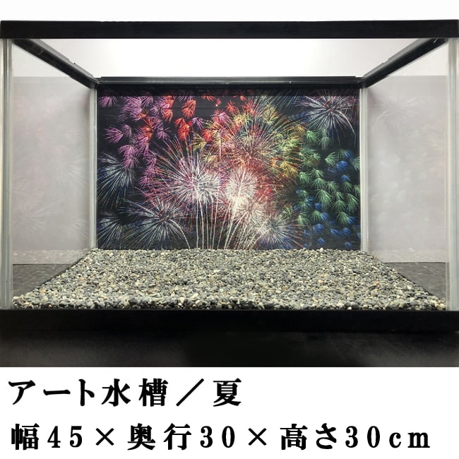 水槽 アクアリウム アート水槽 【夏シリーズ】 幅60×奥行30×高さ36cm おしゃれ デザイン ガラス水槽 水槽アート バックスクリーン 背景 レイアウト 水槽内装 装飾 インテリア 60cm