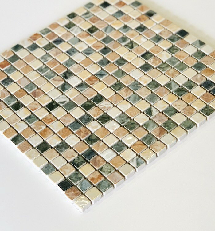 単色~3色 選べる均等MIX 裏ネット or 紙貼りシート or バラ ラスティカマーブルモザイコ15 15x15mm モザイクタイル 四角 DIY インテリア アンテイーク 工作 小さい 陶磁器 タイル 大理石柄 DIY リフォーム 美濃焼