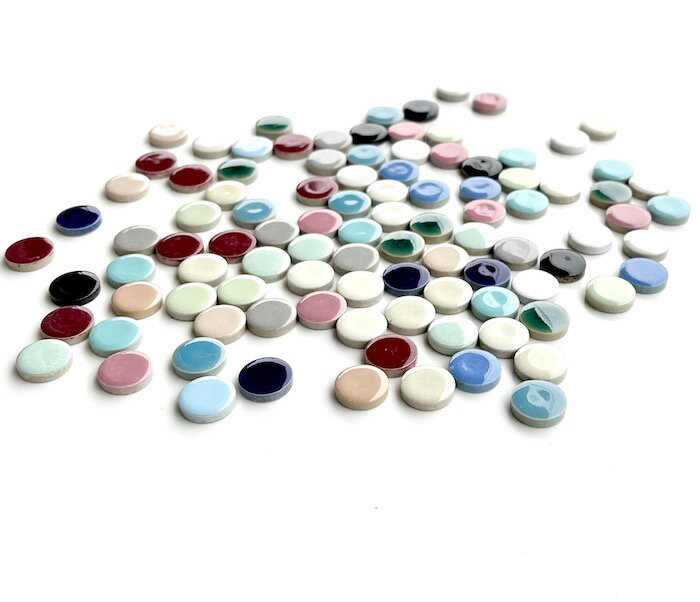 19mm丸 ビッツモザイク シリーズ 豊富なカラーチャート 1個ずつバラ224個入り DIY や インテリア 工作 におすすめの 小さい 陶磁器 タイル