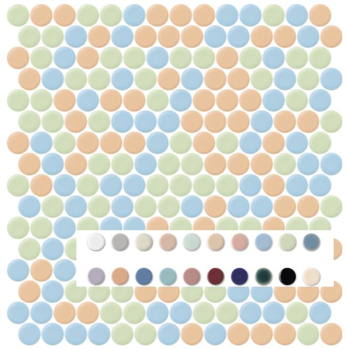 樂天商城 - 2〜3色選んで均等MIX ビッツモザイク オリジナル 19mm 丸 デザイン シート or バラ 20色から選んでオリジナルシートを作ろう！ 均等ミックス 表紙貼 19mm サークル DIY インテリア 工作 小さい　陶磁器　タイル