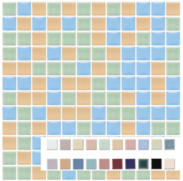 樂天商城 - 2〜3色選んで均等MIX ビッツモザイク オリジナル 22mm 四角 デザイン シート or バラ 20色から選んでオリジナルシートを作ろう！ 均等ミックス 表紙貼 スクエア DIY インテリア 工作 小さい　陶磁器　タイル