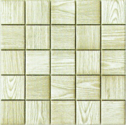 モザイクタイル シート 60mm 木目調 磁器質 アンティーク風 白。ミックスデザインタイル対応、おしゃれなアンティーク、レトロモダン風。キッチン・玄関・テーブル・浴室（風呂）洗面所のDIYリフォームにOK。床・壁建材・日本製・美濃焼・耐熱モザイクタイル