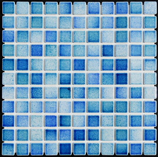 モザイクタイル シート 25角 フォーラム FM53 磁器 青ミックスデザイン ミックスデザインタイル おしゃれ アンティーク レトロモダン風 キッチン 玄関 テーブル 浴室 風呂 洗面所 DIY リフォーム 床 壁建材 日本製 美濃焼 耐熱の写真