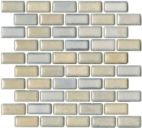 チロル シート販売(ランニングボンド貼り) 白ベージュ。内装壁のDIYに（200粒）おしゃれなデザイン、かわいい色と模様　レトロモダン風。キッチン・玄関・テーブル・洗面所のリフォームにOK。壁建材・日本製・磁器質・美濃焼・耐凍害