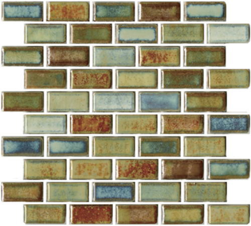 チロル シート販売(ランニングボンド貼り) 濃ミックス。内装壁のDIYに（200粒）おしゃれなデザイン、かわいい色と模様　レトロモダン風。キッチン・玄関・テーブル・洗面所のリフォームにOK。壁建材・日本製・磁器質・美濃焼・耐凍害