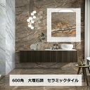 大理石調 600 角 セラミック タイル アンベール 艶あり 磨き ポリッシュ 磁器質 石目模様 美しい ブラウン 茶色 キッチン カウンター 土間 DIY リ...