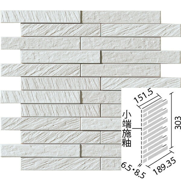 タイル エコカラットプラス グラナス ルドラ 25×151角片面小端施釉(短辺)ネット張り ECP-2515N1/LDR4N ホワイト　/ LIXIL INAX