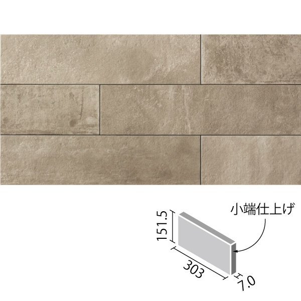 カラー：グレージュ品番：ECP-3151T/RGC2(R)目地共寸法：303×151.5mm実寸法：3025×150.5mm厚さ：7.0mmあたり枚数：6.8枚/m入数：26枚/ケース推奨施工箇所：屋内壁推奨工法：全面接着剤張り工法(5mm...