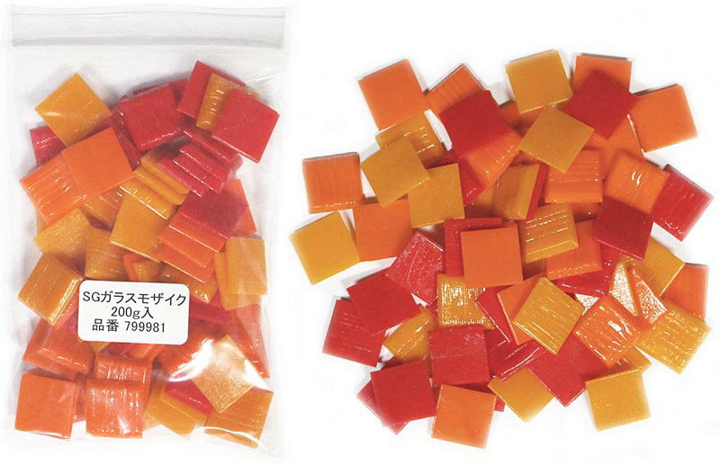 SGガラスモザイク レッド系3色MIX 約200g入 SG-GLASS-799981 シール シート タイルシート タイルシール