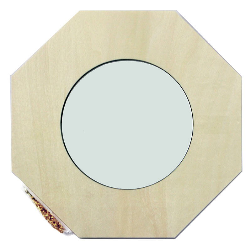 木製クラフト SK-00425 八角鏡 接着テープ・吊り鎖月 塗装はしてありません