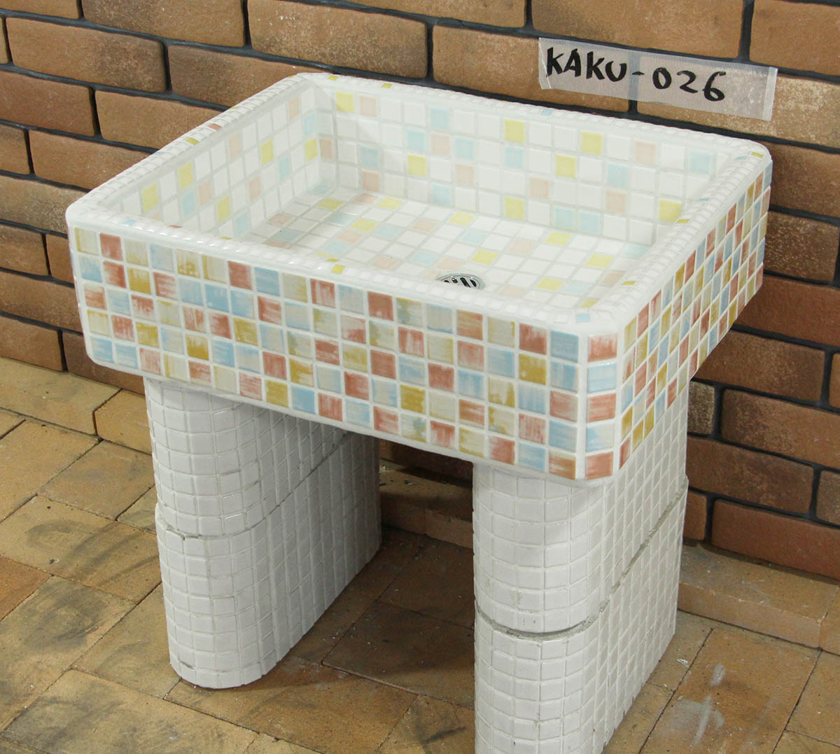 ガーデンシンク タイル 流し台 新タイル流し台 角形 kaku-026 昭和レトロ 懐かしくてレトロ 新しい お洒落 手作り タイル流し台 シンク DIY