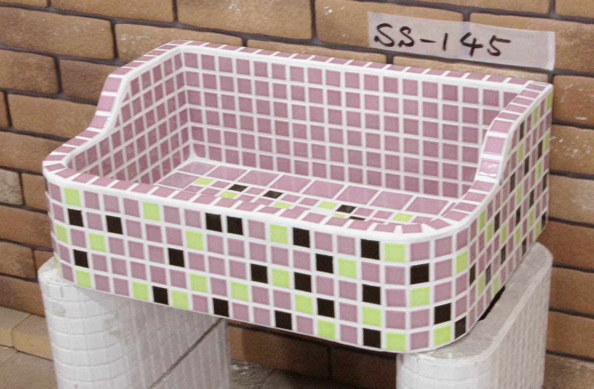 【全品P5倍+10%OFFクーポン 11/14〜16】ガーデンシンク タイル 流し台 昭和レトロ モザイクタイル張り SSサイズSS-145 手作りガーデンシンク タイル流し台 エクステリア お洒落 老人ホームなどにも大好評です