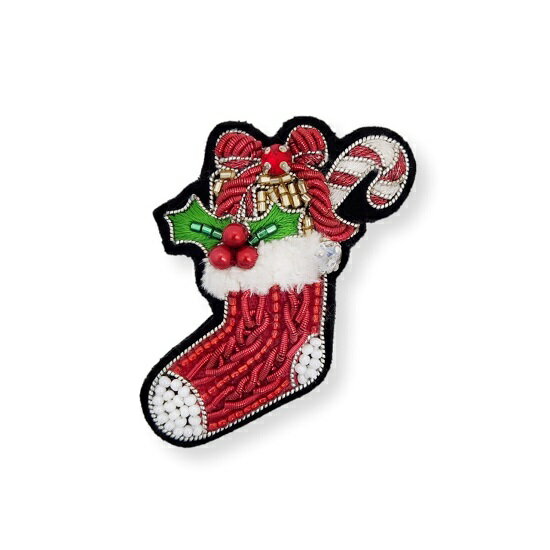 楽天田川啓二ビーズ刺繍チリアショップチリア 田川啓二 クリスマスソックスのブローチ TILIA ちりあ たがわけいじ ハンドメイド 高級感 オリジナル ビーズ 刺繍 エレガント ファッション雑貨 オートクチュール レディース トレンド