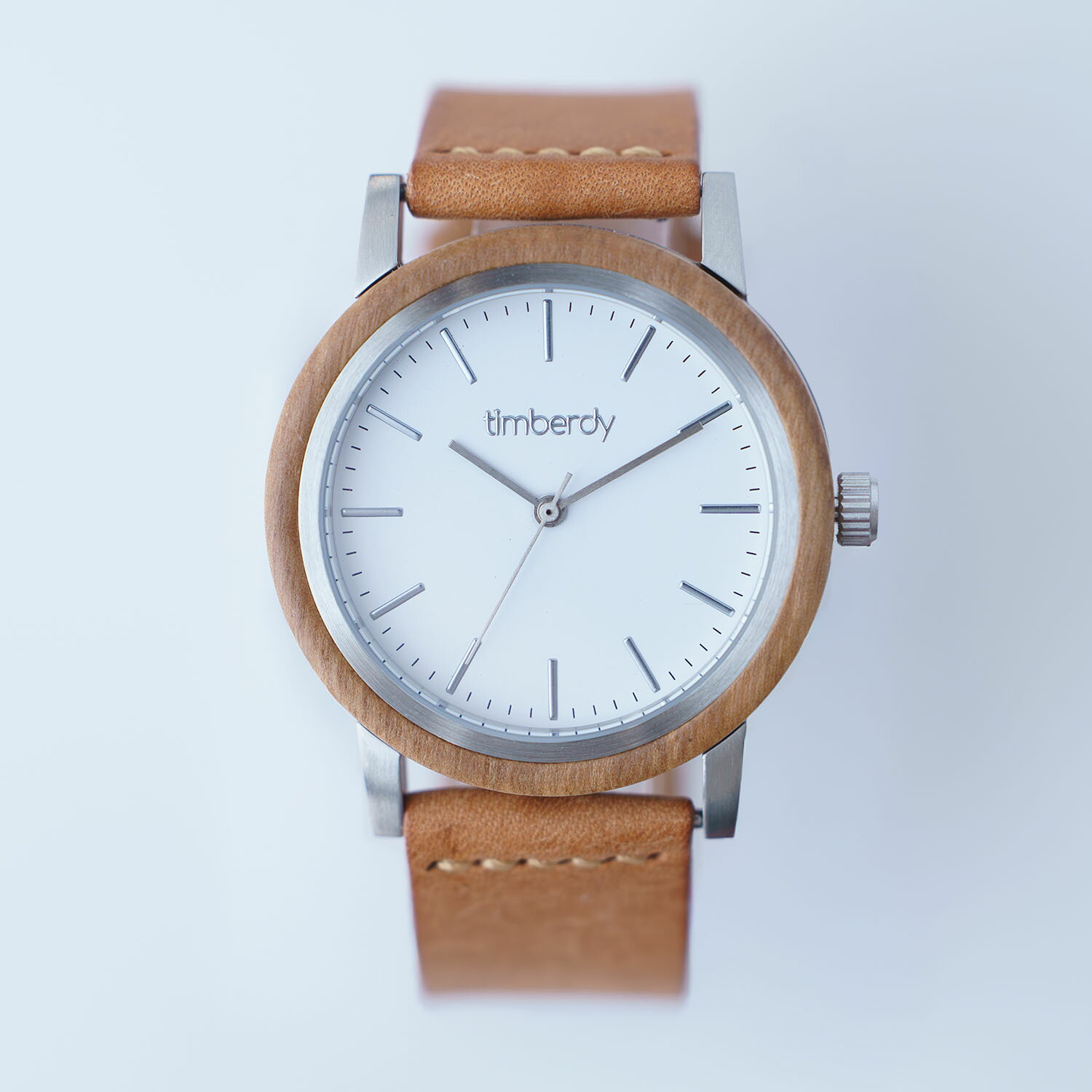 樂天商城 - オリーブの木製腕時計 timberdy3.0 ホワイトシルバー プエブロレザー キャメル 男女兼用 電池時計 3気圧防水