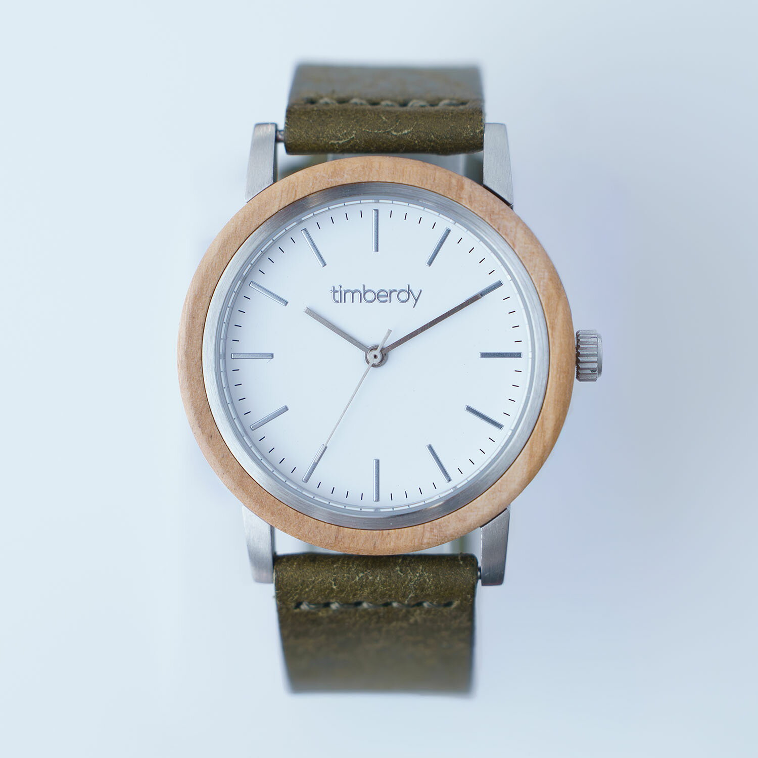 樂天商城 - オリーブの木製腕時計 timberdy3.0 ホワイトシルバー プエブロレザー オリーブ 男女兼用 電池時計 3気圧防水