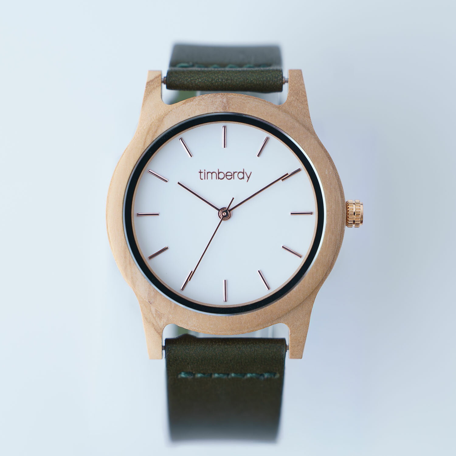 樂天商城 - オリーブの木製腕時計 timberdy2.0 ホワイトピンクゴールド 栃木レザー オリーブ 男女兼用 電池時計