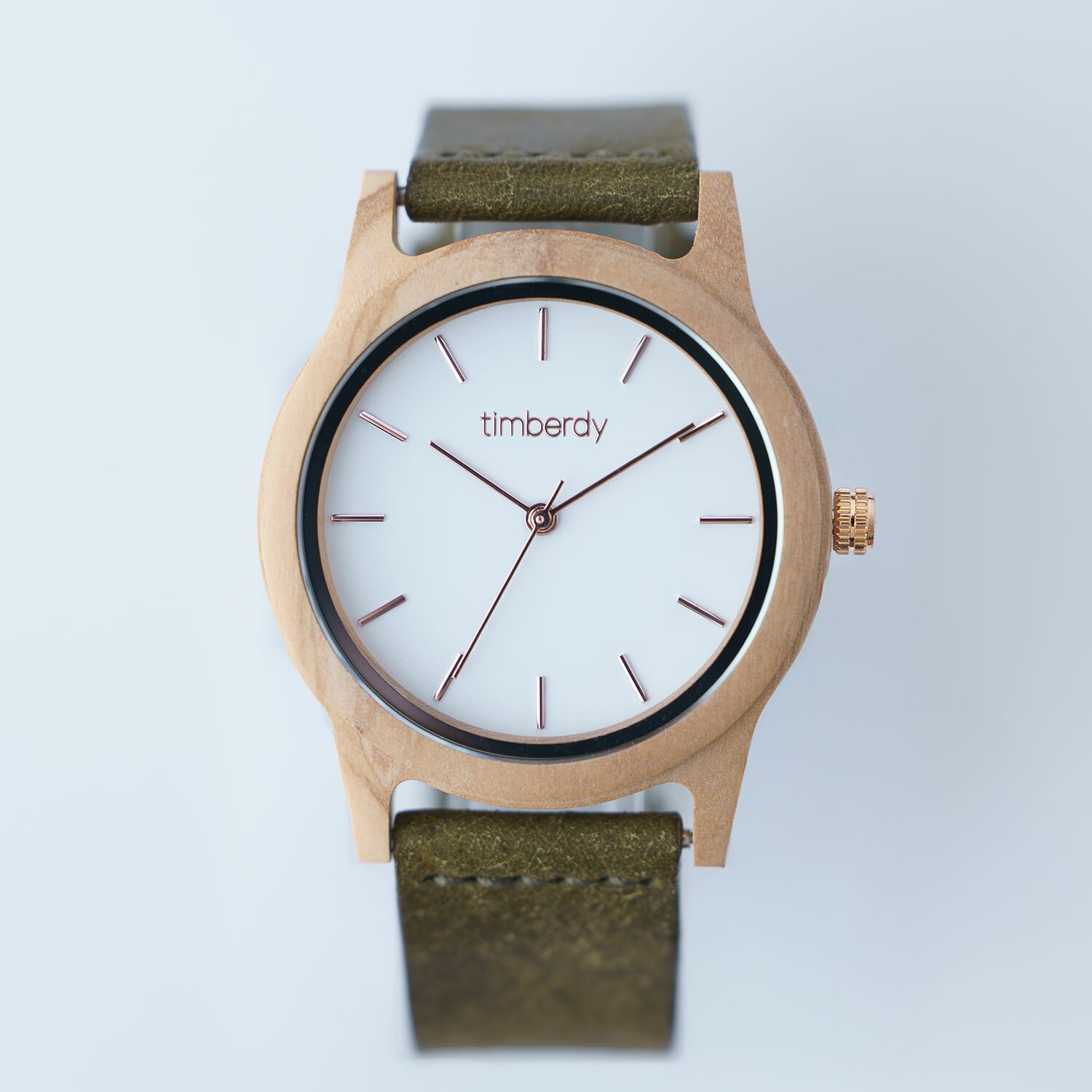 樂天商城 - オリーブの木製腕時計 timberdy2.0 ホワイトピンクゴールド プエブロレザー オリーブ 男女兼用 電池時計