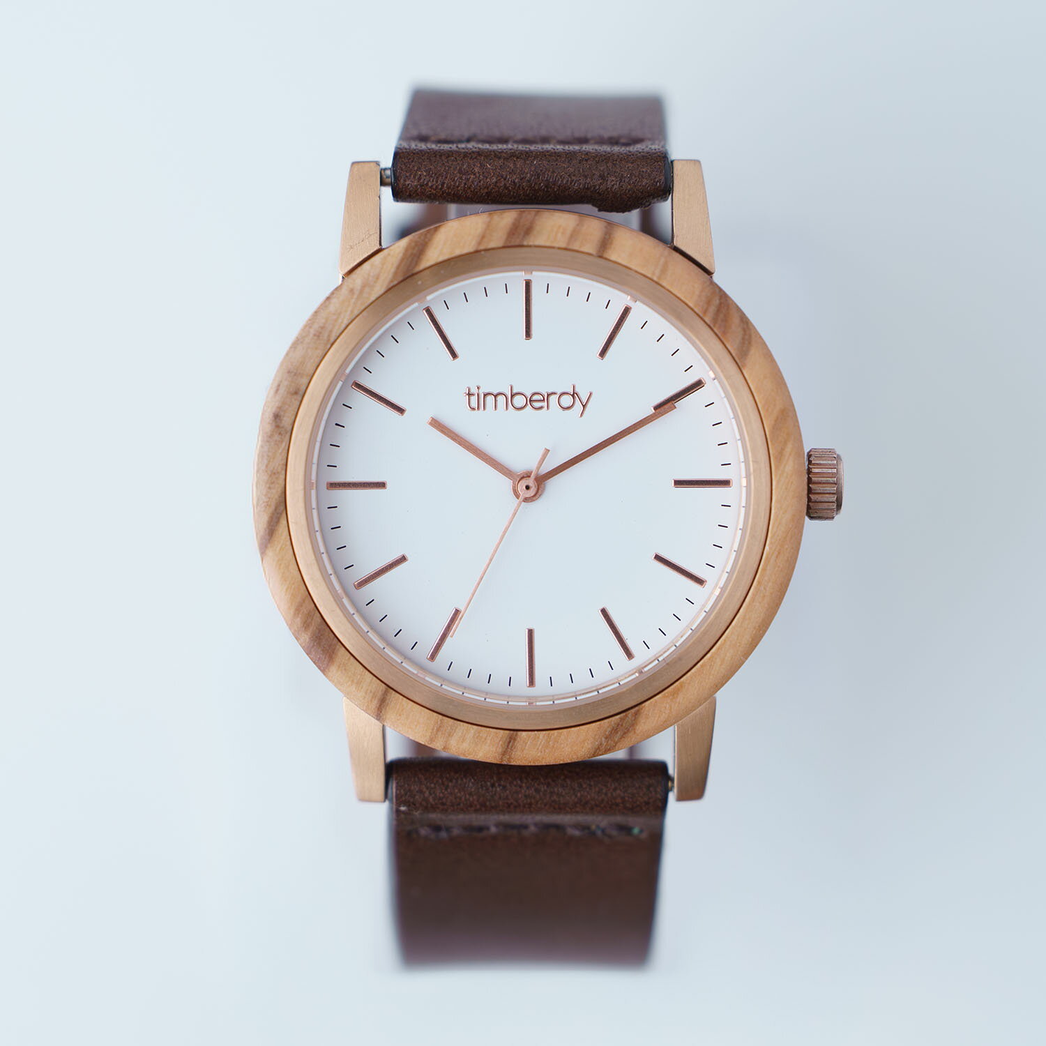 樂天商城 - オリーブの木製腕時計 timberdy3.0 ホワイトピンクゴールド 栃木レザー ブラウン 男女兼用 電池時計 3気圧防水