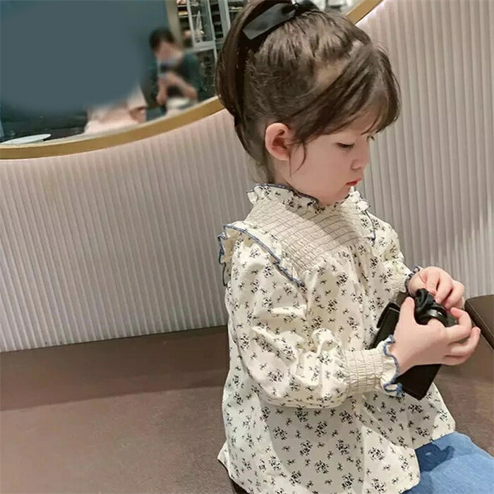 ワンピース 子供 女の子 春 秋 薄手 キッズ フローラルナチュラルブラウス 韓国子供服 90cm〜140cm