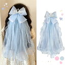 ヘアアクセサリー キッズ ベビー 赤ちゃん 子供 子ども プリンセス ドレス リボン ヘアクリップ 髪飾り フォーマル 女の子 sns 水色 ピンク 記念日 結...