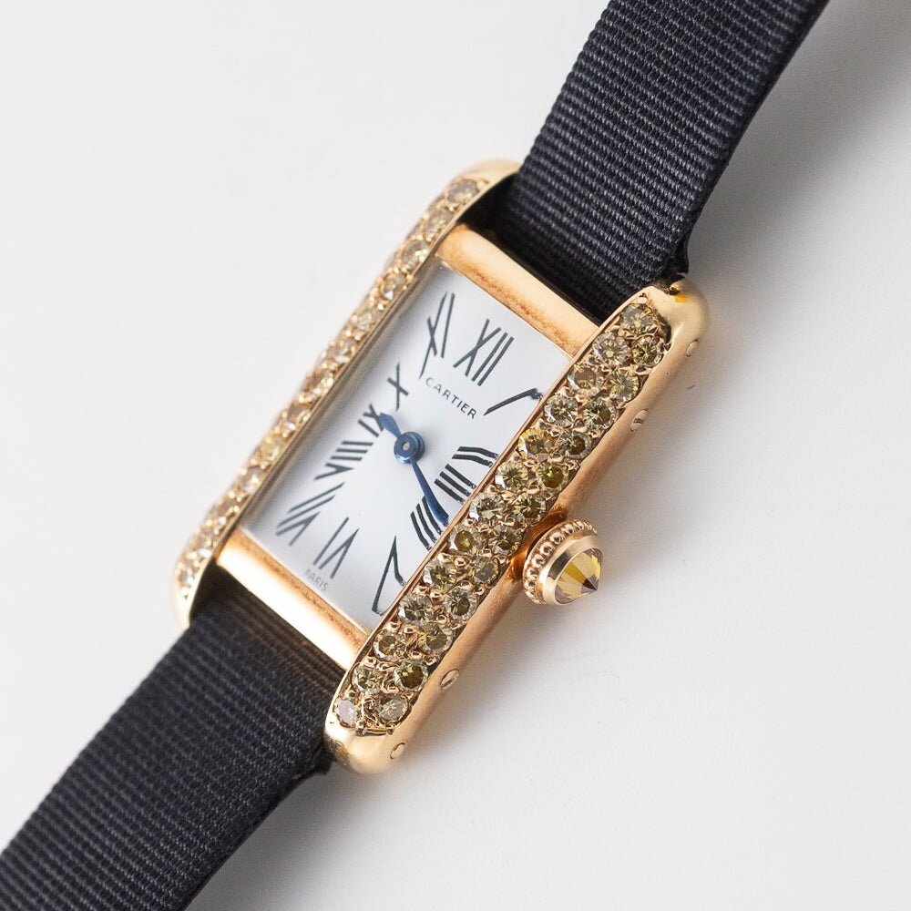 CARTIER SM TANK ALLONGEE Yellow Diamond Mecanique BOX【手巻き】【ヴィンテージ...