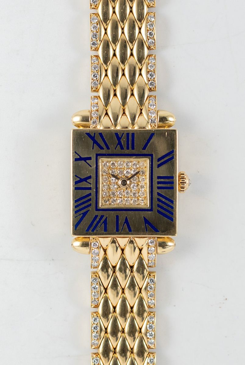 CARTIER SM Tnak Obus Quadrant with 18K Bracelet 1980ǯ SKU: 23011